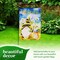G128 Combo Pack: Garden Flag Stand Black 36 in x 16 in & Garden Flag Spring Decoration Welcome Bee Gnome with Honey 12"x18" Double-Sided Blockout Fabric